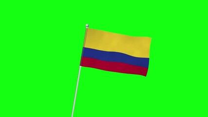 4K COLOMBIA flag with pole waving on chroma key  green screen 
