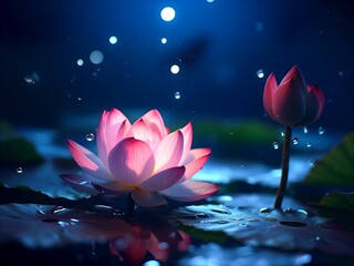Night magic of lotus blossoms