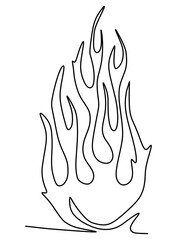  One line art  continues line art an illustration of fire isolated on white.