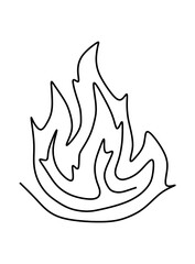  One line art  continues line art an illustration of fire isolated on white.