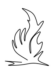  One line art  continues line art an illustration of fire isolated on white.