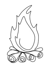  One line art  continues line art an illustration of fire isolated on white.