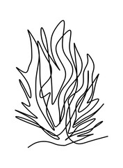  One line art  continues line art an illustration of fire isolated on white.