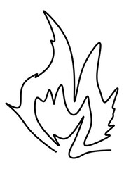  One line art  continues line art an illustration of fire isolated on white.