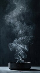 Classic product showcase on black background, abstract white smoke texture, vintage charm, elegant and timeless, detailed and sophisticated display