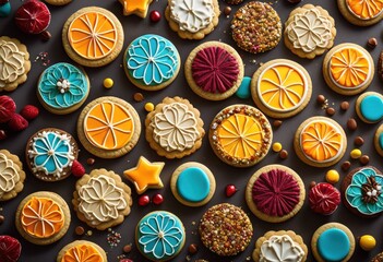 arrangement assorted fresh cookies elegant serving platter natural light dessert display, presentation, assortment, variety, selection, spread, showcase