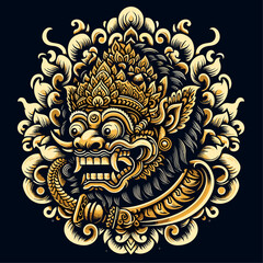 Balinese barong vector logo illustration