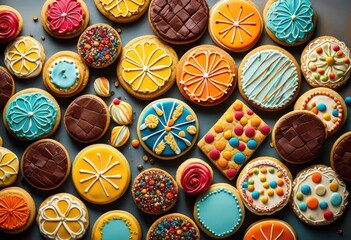 arrangement assorted fresh cookies elegant serving platter natural light dessert display, presentation, assortment, variety, selection, spread, showcase