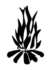 Silhouette of fire illustration in black and white.
