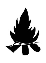 Silhouette of fire illustration in black and white.