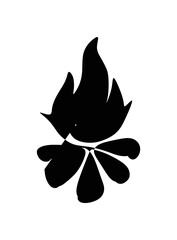 Silhouette of fire illustration in black and white.