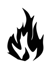 Silhouette of fire illustration in black and white.
