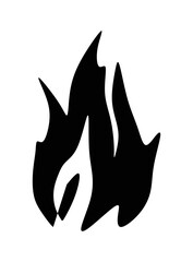 Silhouette of fire illustration in black and white.
