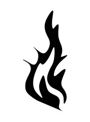 Silhouette of fire illustration in black and white.

