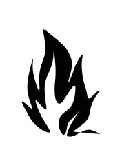 Silhouette of fire illustration in black and white.
