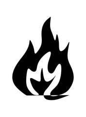 Silhouette of fire illustration in black and white.
