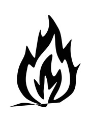 Silhouette of fire illustration in black and white.
