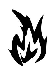 Silhouette of fire illustration in black and white.
