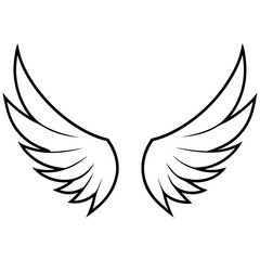 Fototapeta premium wings outline coloring book page line art illustration digital drawing