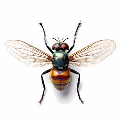 Top view of fly on white background, AI Generated