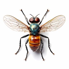 Top view of fly on white background, AI Generated