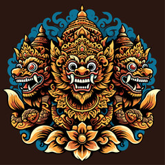 Balinese barong vector logo illustration