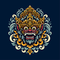 Fototapeta premium Balinese barong vector logo illustration