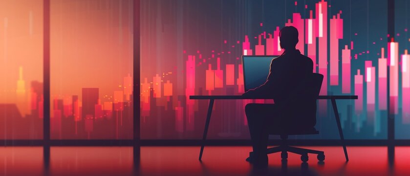 Stock market news, staying updated on financial events, flat design illustration