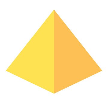 Triangle pyramid vector clip art illustration, triangular pyramid basic 3d geometric shape isolated on white background, gambar limas segi tiga bangun ruang tiga dimensi
