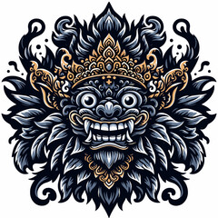 Balinese barong vector logo illustration