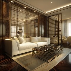 Elegant Art Deco Inspired Living Room Interior - Modern Home Decor with Vintage Influence