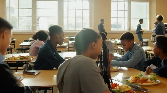 School Cafeteria Lunchtime Generative AI