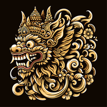 Balinese barong vector logo illustration