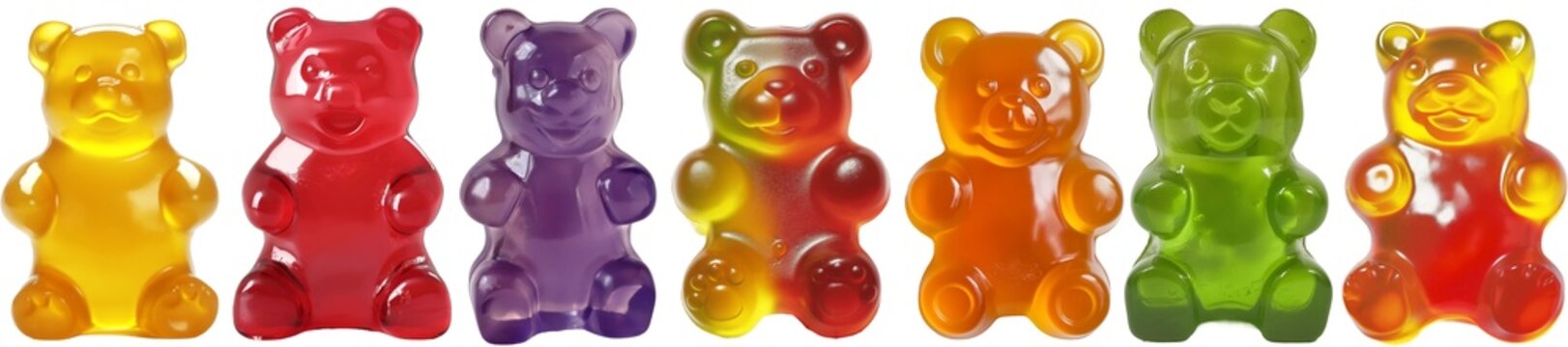 Colourful gummy bears isolated on white background
