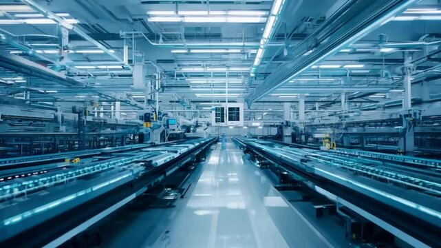 Engineers monitor and manage automation robot arms in intelligent factories using software for real-time system monitoring.