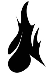 Silhouette of fire illustration in black and white.