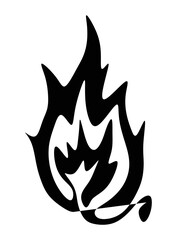 Silhouette of fire illustration in black and white.