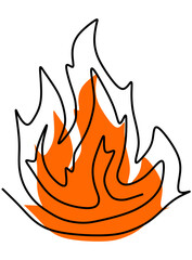  Illustration of a fire with a black outline and orange splash.