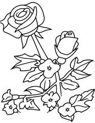 Hand Drawn Rose Flower Coloring Page