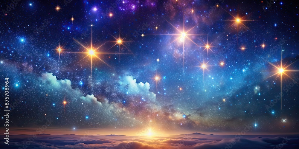 Poster Abstract night sky background with shining stars and galaxies , night, sky, abstract, background, stars, galaxies, universe