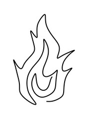 Fototapeta premium One line art, continues line art an illustration of fire isolated on white.