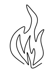  One line art, continues line art an illustration of fire isolated on white.