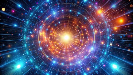 Obraz premium Abstract cosmic tunnel filled with glowing lights and particles, cosmic, tunnel, abstract, glowing, lights
