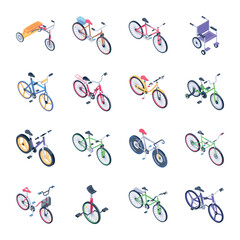 Obraz premium Basic RGBCollection of Mobility and Cycle Rides Isometric Icons