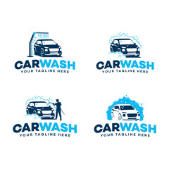 Set of Car Wash logo designs vector, Automotive Car Cleaning logo template