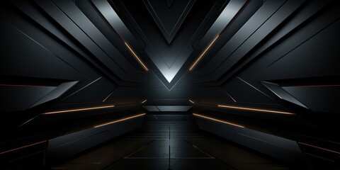 Abstract Geometric Black and Orange Interior Design