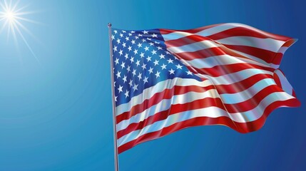 Fototapeta premium American flag waving in wind