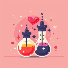28. **Love potion, magical theme, flat design illustration**
