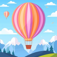 Obraz premium 22. **Hot air balloon ride, aerial adventure, flat design illustration**