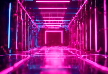 one render pink 3d neon light glowing blue number dark three-dimensional 1 laser ray glow shine